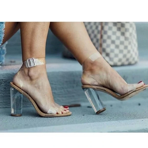 Steve Madden Clearer Transparent Block Heels - Picture 3 of 5